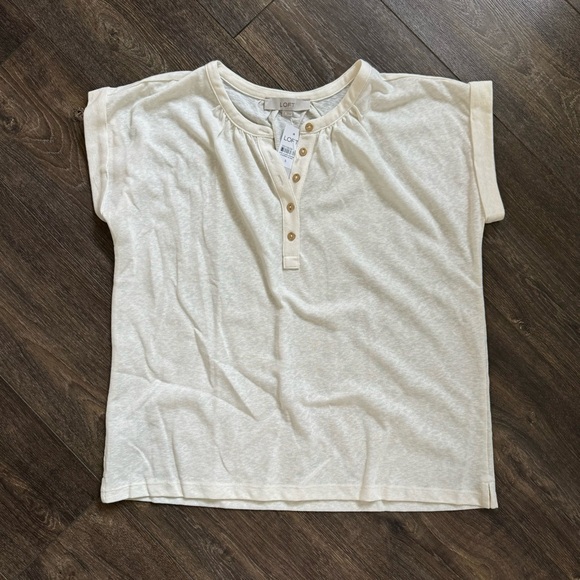 Women’s LOFT Cream Slub Knit Dolman Henley Top Size S NWT! - Picture 5 of 10
